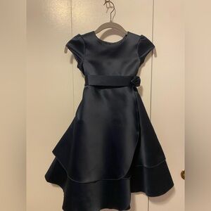 Talbots Kids Navy Satin Crinoline Dress, Size 6